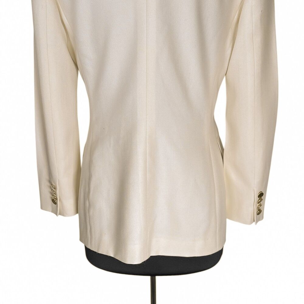 Ralph Lauren Purple Label Cashmere Blazer 10 Cream Double Breasted USA Silk - Picture 10 of 14
